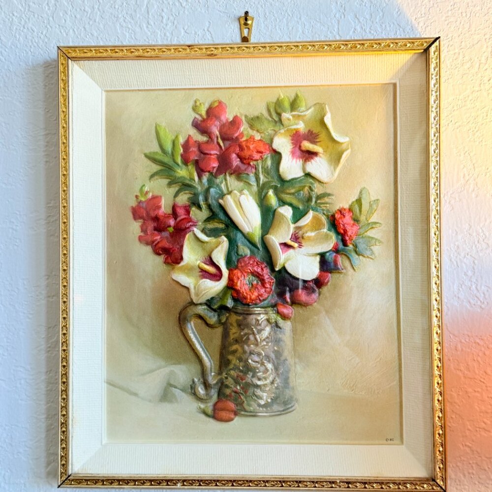 1950's Metalcraft 3D Floral Picture - Picture 9 of 16